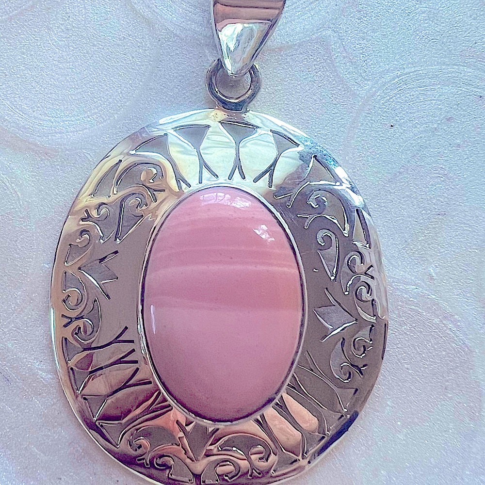 Beautiful 925 Sterling Silver and Pink Opal Pendant, NWOT